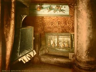 Interior of the grotto of the Church of the Nativity in Bethlehem